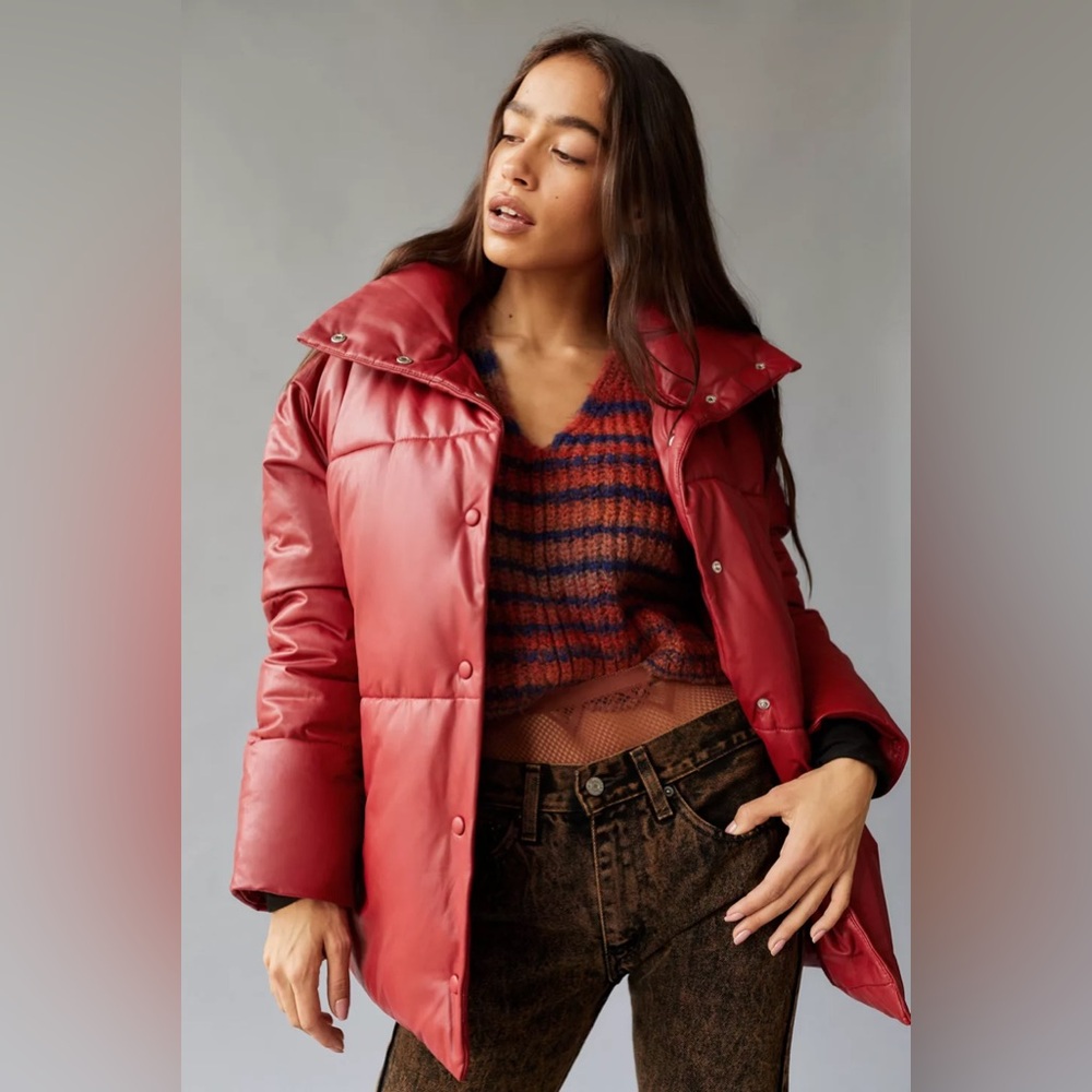 Avec Les Filles Red Puffer Coat